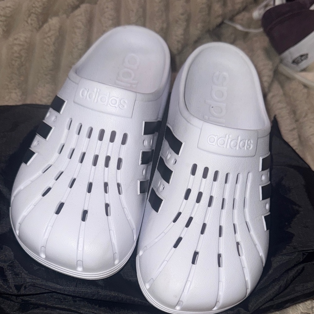 Adidas White and Black Casual Clogs